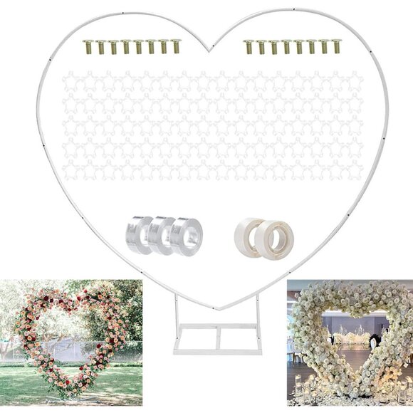 8ft2.4M Heart Shaped White Metal Balloon Arch Stand Frame Display Kit,Love Ballo - Picture 1 of 5